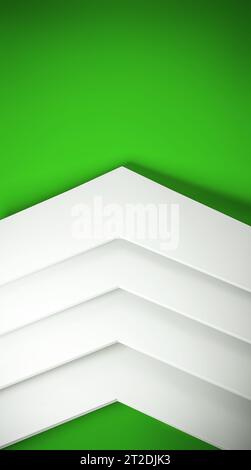 Pfeil weiß und grün Hintergrund, nachhaltiges Konzept. 3D-Rendering. Stockfoto