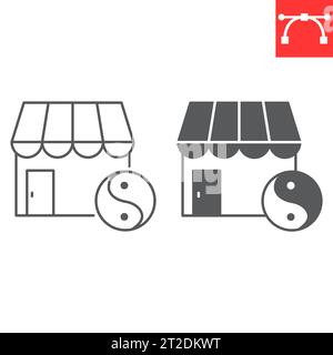 Spa-Salonlinie und Glyphe-Symbol, Gebäude und Entspannung, Schönheitssalon Vektor-Symbol, Vektor-Grafiken, bearbeitbares Strichumrisszeichen, eps 10. Stock Vektor