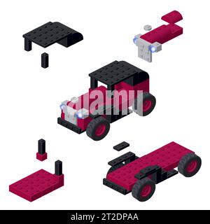 Konzept mit einem Retro-Auto im isometrischen Stil für Druck und Design.Vektor-Illustration. Stock Vektor