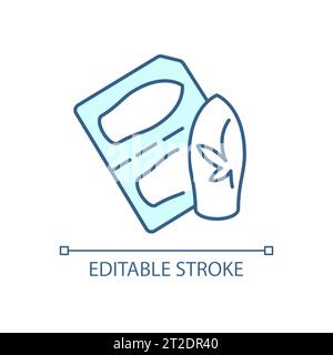 2D einfache dünne lineare blaue Cannabiskapsel Icon Stock Vektor