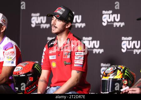 PHILLIP ISLAND, Australien. Oktober 2023. 2023 Guru by Gryfyn Australian Motorrad Grand Prix - Francesco Bagnaia (Italien) Rennen für Ducati Lenovo Desmosediici während einer Pressekonferenz auf dem Phillip Island Grand Prix Circuit am 19. Oktober 2023 in Phillip Island, Australien - Image Credit: brett keating/Alamy Live News Stockfoto