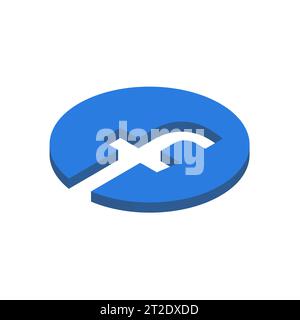 Symbol der Facebook-App für soziale Medien. Abbildung des isometrischen 3D-Vektors. Stock Vektor