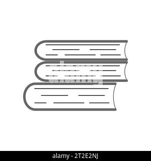 Ein Stapel Bücher. Lesen, Lernen. Gemütliches Zuhause. Designelement mit Umriss. Doodle, handgezeichnet. Schwarz-weiße Vektorgrafik. Isoliert auf einem weißen Stock Vektor