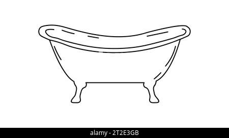 Badewanne isoliert auf weißem Hintergrund. Vektor-handgezeichnete Illustration im Doodle-Stil. Perfekt für Karten, Dekorationen, Logos und verschiedene Designs Stock Vektor