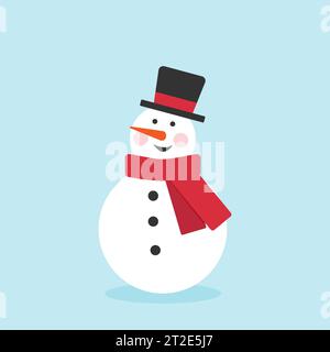 Süßer Schneemann mit Hut und Schal. Grafische Ressource zu Winter und weihnachten für Inhalte , Banner, Aufkleber und Grußkarte. Vektorillustratio Stock Vektor