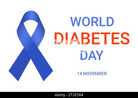 Kreatives Poster oder Banner des Welt-Diabetes-Tages mit Bewusstseinsband. Isoliert auf weißem Hintergrund. Welt-Diabetes-Tag mit Awareness-Band.Vector Stock Vektor