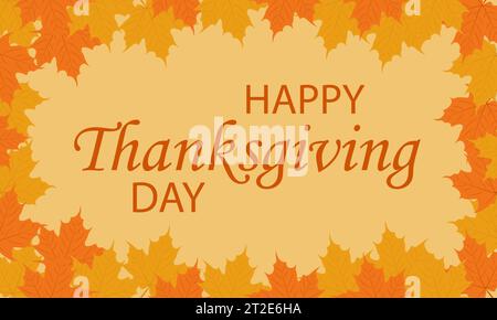 Glückliche Thanksgiving-Grußkarte. Ahornblätter Rahmen. Vorlage für Herbstbanner, Poster, Karten oder Werbung. Vektorabbildung Stock Vektor