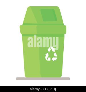 Mülltonnen-Vektorsymbol, flaches Design des Mülltonnen für recycelbaren Abfall mit rundem Schatten isoliert auf weißem Hintergrund, Vektorillustration Stock Vektor