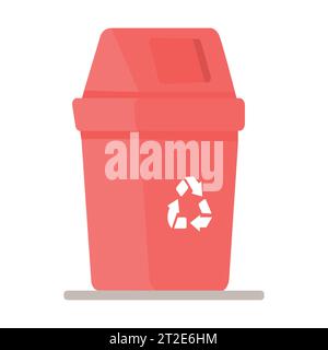 Mülltonnen-Vektorsymbol, flaches Design des Mülltonnen für recycelbaren Abfall mit rundem Schatten isoliert auf weißem Hintergrund, Vektorillustration Stock Vektor