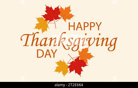 Glückliche Thanksgiving-Grußkarte. Ahornblätter Rahmen. Vorlage für Herbstbanner, Poster, Karten oder Werbung. Vektorabbildung Stock Vektor