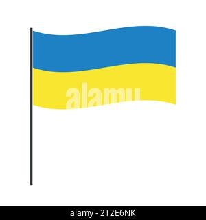 Flagge der Ukraine auf einem Pole.ukrainische Vektor-Flaggenvorlage.isoliert auf einem weißen Hintergrund. Stock Vektor