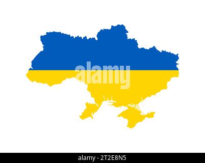 Neue hochdetaillierte Vektorkarte der Ukraine. Gemalt in den Farben der Nationalflagge. Stock Vektor