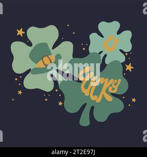 St, Patrick's Day Grafik für T-Shirt, Becher, Aufkleber, Leinwand, Geschenkkarte, Postkarten, Banner, Einladung, Poster. Vektorillustration Stock Vektor