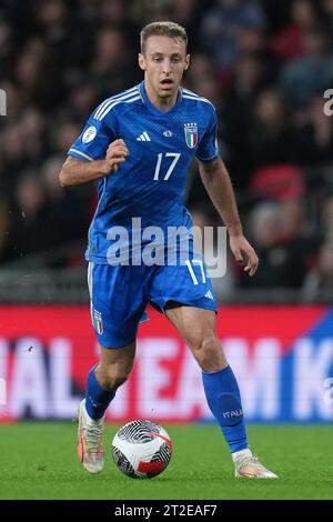 London, Großbritannien. Oktober 2023. Davide Frattesi (Inter Mailand) von Italien während des internationalen Spiels zwischen England und Italien am 17. Oktober 2023 im Wembley Stadium in London. Foto: David Horn. Quelle: Prime Media Images/Alamy Live News Stockfoto