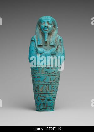 Schabti des Aufsehers des Portals Ahmose Spätperiode (Saite) ca. 664–525 B.C weitere Informationen. Shabti vom Aufseher des Portals Ahmose. CA. 664–525 v. Chr. Faience. Spätperiode (Saite). Aus Ägypten. Dynastie 26 Stockfoto