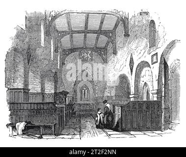 Das Innere der St. Michael's Church, St. Albans, Hertfordshire im 19. Jahrhundert. Black-and-White-Illustration aus dem „Old England“, veröffentlicht von James Sangster im Jahr 1860. Stockfoto