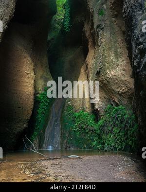 Salt del Cups, ein Wasserfall in Cabrera d'Anoia, Katalonien, Spanien. Stockfoto