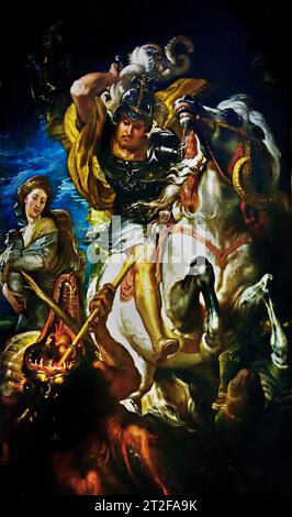 St. Georg tötet den Drachen 1601-1602 von PETER PAUL RUBENS (1577–1640) Flämisch-belgisches Museo di Capodimonte, Neapel, Italien Stockfoto