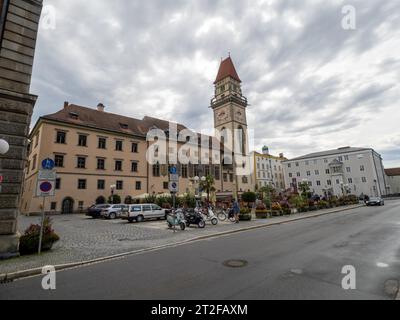 Rathaus, Panoramablick, Passau, Bayern, Deutschland Stockfoto