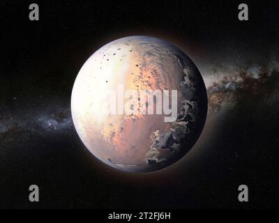 Der Eindruck eines Künstlers von einem ultrakurzen Planeten. Stockfoto