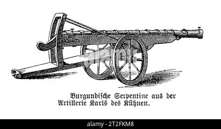 Schlangenschlossgewehr, die von der Armee Karls I. des Kühnen, Herzog von Burgund im 15. Jahrhundert verwendet wurde Stockfoto