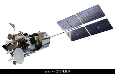 Moderne Telekommunikation Weltraum Satelliten isoliert Stockfoto