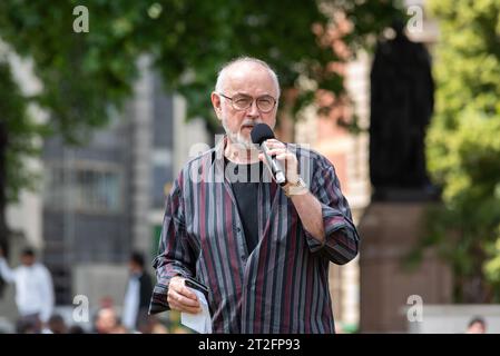 Peter Egan, Schauspieler und Aktivist, bei der Stop Live Transport-Kampagne. Protest, Demonstration gegen den Ferntransport von Viehbeständen Stockfoto