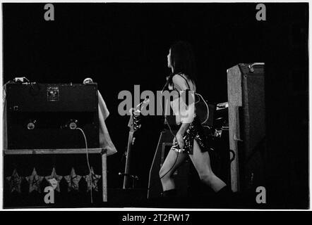 PJ HARVEY, READING FESTIVAL, 2001: PJ Harvey Plays the Main Stage at Reading Festival, England, UK, 24. August 2001. Foto: ROB WATKINS. INFO: PJ Harvey ist eine renommierte britische Singer-Songwriterin und Musikerin, die für ihre unverwechselbare Stimme und ihren eklektischen Stil bekannt ist. Mit mehreren Auszeichnungen, darunter dem Mercury Prize, umfasst ihr einflussreiches Werk Rock, Punk und alternative Genres und macht sie zu einer Schlüsselfigur in der zeitgenössischen Musik. Stockfoto