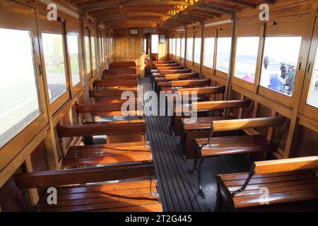 Innenraum des Snaefell Mountain Railway Cars, Isle of man. Stockfoto