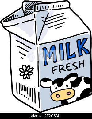 Box Of Milk Cartoon Doodle Lineart Isolated In White Background Stock Vektor