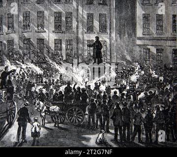 Illustration der Fackelprozession aus dem 19. Jahrhundert in Cork zur Einweihung des Vaters Matthew's aus dem Sunday at Home Family Magazine für Sabbat Stockfoto