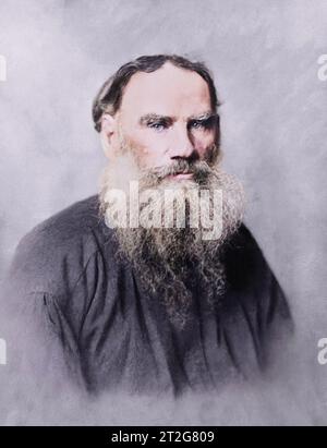 Leo Tolstoi. Ca. 1878-79. Fotografiert von Michail Panov. Stockfoto