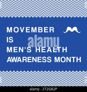 Movember Men's Health Awareness Month im November. Poster mit Ankündigungen in sozialen Medien. Stock Vektor
