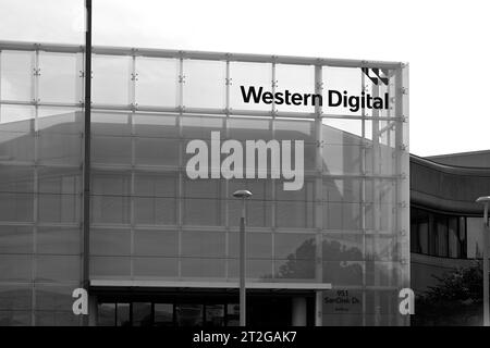 Das Hauptquartier von Western Digital (WDC) auf SanDisk Drive, Milpitas CA Stockfoto