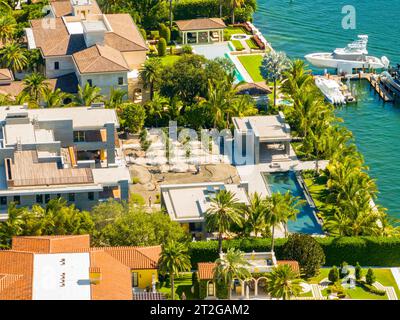 Miami Beach, Florida, USA - 17. Oktober 2023: Aeiral Drohnenfoto Tom Brady Mansion im Bau in Miami Beach Stockfoto