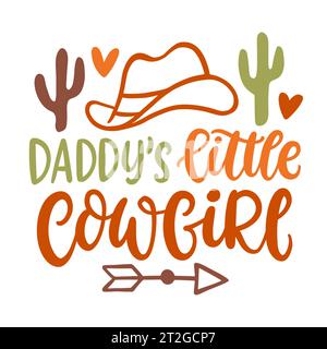 Daddys Little Cowgirl. Vatertag-Geschenkkarte Stock Vektor