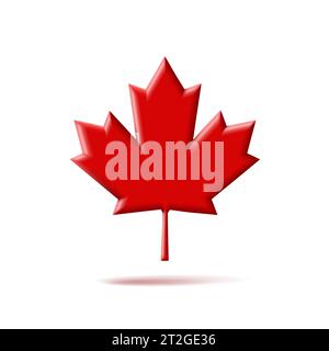 Ahornblatt-Vektorsymbol. Kanada Vektorsymbol rot Volumenform Ahorn Blatt Clip Art. Isoliert Stock Vektor