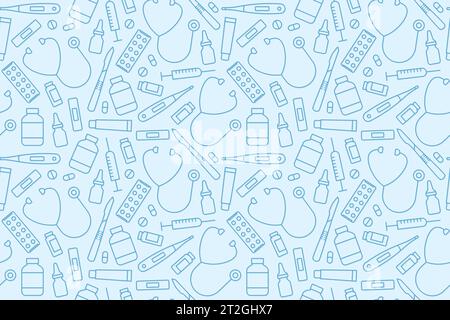 Gesundheit, Medizin, Arzt nahtloses Muster mit medizinischen Symbolen - Vektordarstellung Stock Vektor