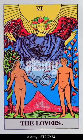 The Lovers - individuelle Tarot-Karte. Stockfoto