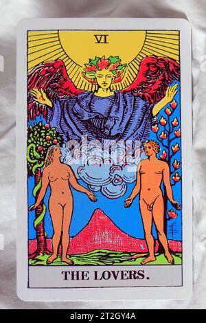 The Lovers - individuelle Tarot-Karte. Stockfoto