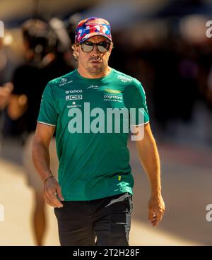 Austin, Texas - 19. Oktober 2023: Fernando Alonso, Fahrer des Aston Martin Aramco Cognizant F1-Autos Nr. 14, beim Grand Prix von Lenovo United States auf dem Circuit of the Americas. Quelle: Nick Paruch/Alamy Live News Stockfoto