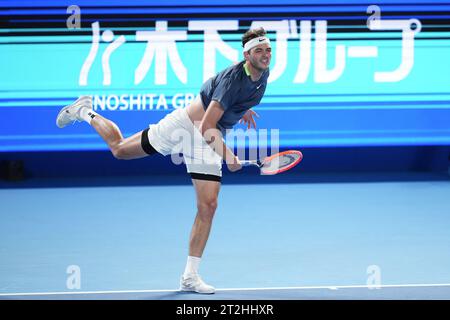 Ariake Coliseum, Tokio, Japan. Oktober 2023. Taylor Fritz (USA), 19. OKTOBER 2023 - Tennis : Kinoshita Group Japan Open Tennis Championships 2023 Männer Singles 2. Runde im Ariake Coliseum, Tokio, Japan. Quelle: AFLO SPORT/Alamy Live News Stockfoto