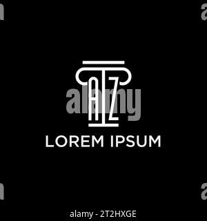 AZ-Monogramm-Initiallogo mit säulenförmigem Icon-Design, luxuriösem und elegantem Anwaltslogo Stock Vektor