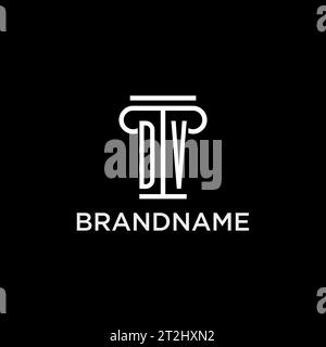 DV-Monogramm-Initiallogo mit säulenförmigem Icon-Design, luxuriösem und elegantem Anwaltslogo Stock Vektor