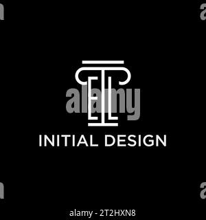 EL Monogramm Initial-Logo mit säulenförmigem Icon-Design, luxuriösem und elegantem Anwaltslogo Stock Vektor