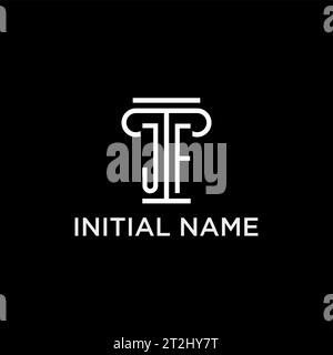 JF-Monogramm-Initiallogo mit säulenförmigem Icon-Design, luxuriösem und elegantem Anwaltslogo Stock Vektor