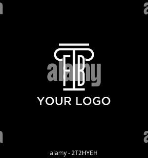 FB-Monogramm-Initiallogo mit säulenförmigem Icon-Design, luxuriösem und elegantem Anwaltslogo Stock Vektor