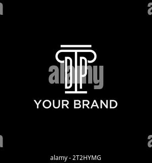 DP-Monogramm-Initiallogo mit säulenförmigem Icon-Design, luxuriösem und elegantem Anwaltslogo Stock Vektor