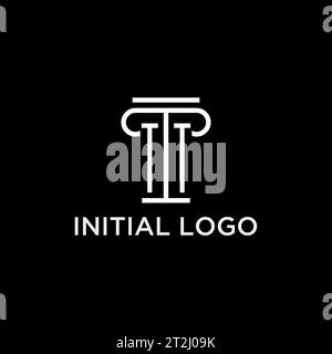 Initiallogo mit TT-Monogramm und säulenförmigem Icon-Design, luxuriösem und elegantem Anwaltslogo Stock Vektor