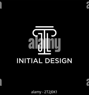 JL-Monogramm-Initiallogo mit säulenförmigem Icon-Design, luxuriösem und elegantem Anwaltslogo Stock Vektor